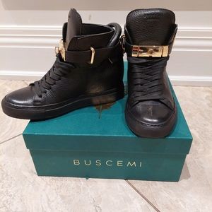 Buscemi womens high top leather wedge sneakers sz 6